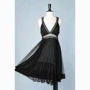2000's RARE Vintage Jean Paul Gaultier La Sensualite Black Tulle Dress US 10-12